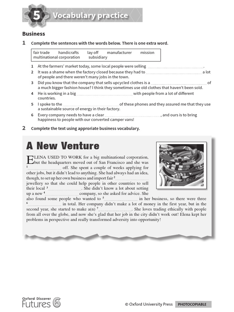 ODF6 Unit 5 Vocabulary Practice | PDF | Economics | Taxes