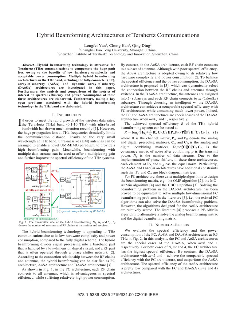 Hybrid Beamforming in THz Communications | PDF | Mimo | Terahertz Radiation