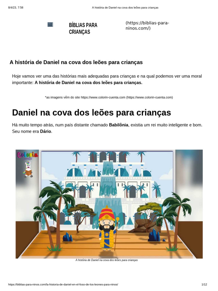 Daniel na Cova dos Leões: História Infantil | PDF | Daniel (personagem ...