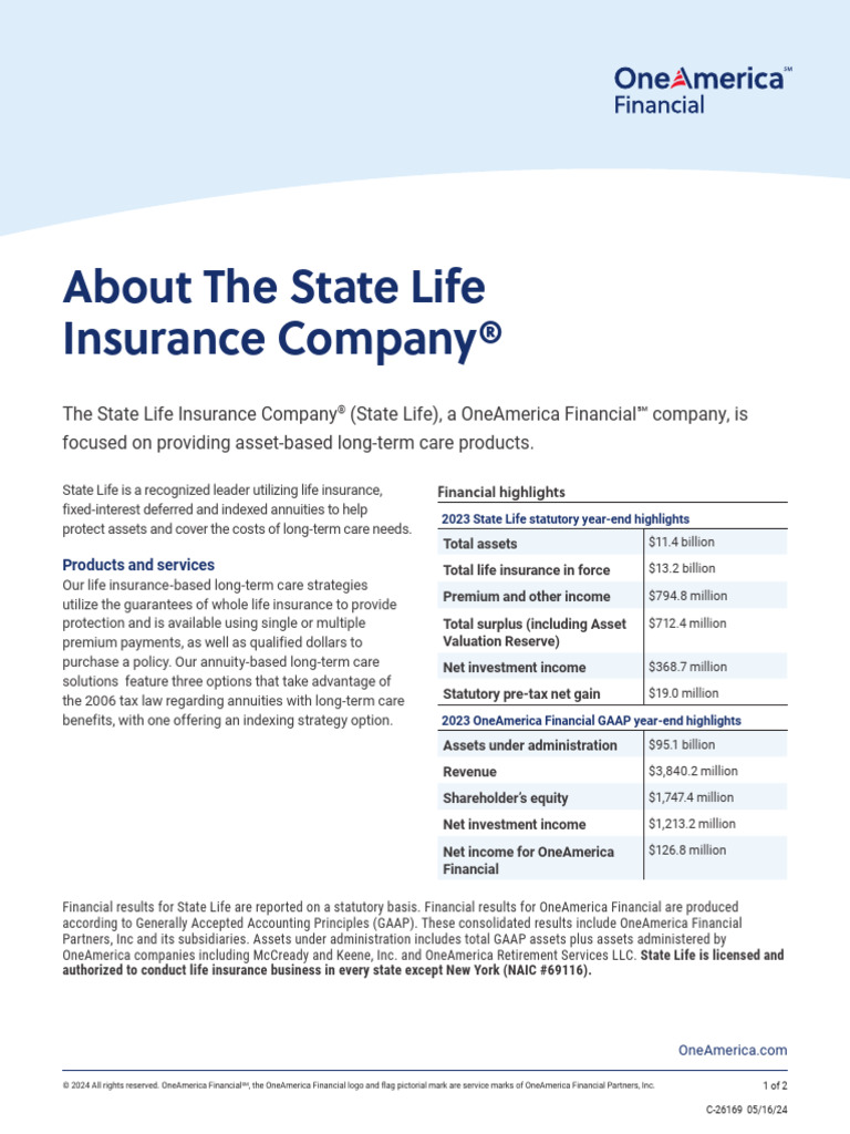 C 26169 About State Life Fact SH | PDF | Life Insurance | Insurance