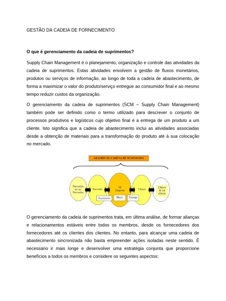 Gestão da Cadeia de Suprimentos | PDF | Cadeia de suprimentos | Gestão ...