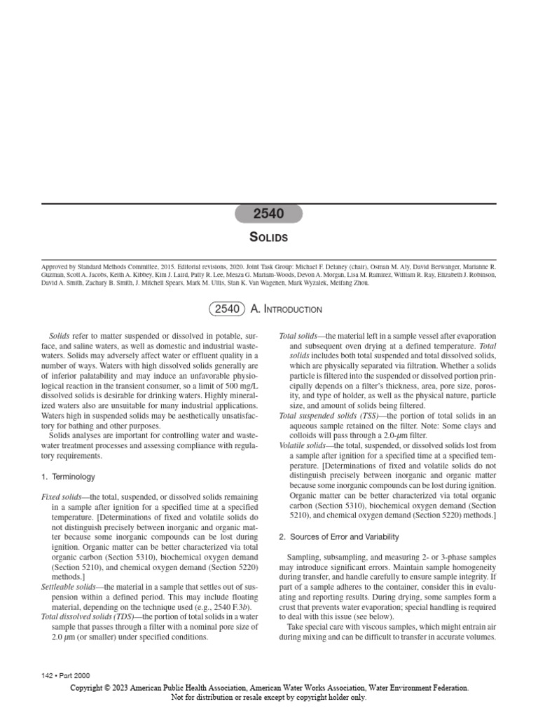 2018 2540 Solids | PDF | Filtration | Water