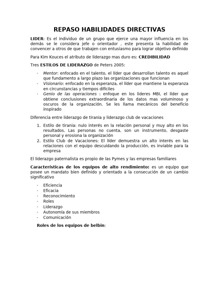 Habilidades Directivas y Liderazgo Efectivo | PDF | Liderazgo | Las ...