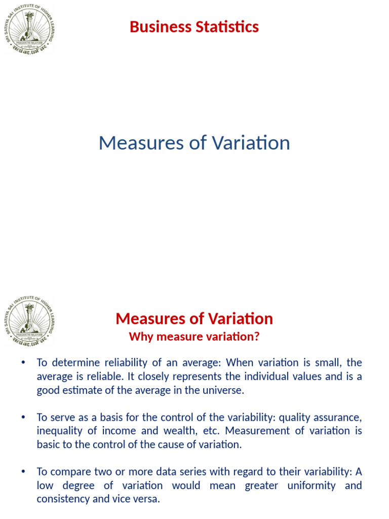 Understanding Measures of Variation in Statistics | PDF | Standard ...