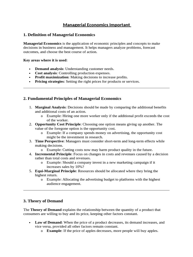 Managerial Economics: Key Concepts Explained | PDF | Demand ...