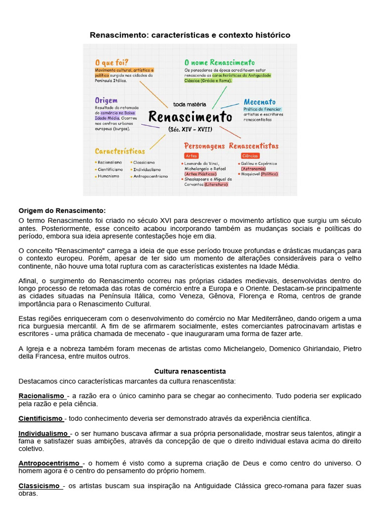 Características do Renascimento Histórico | PDF