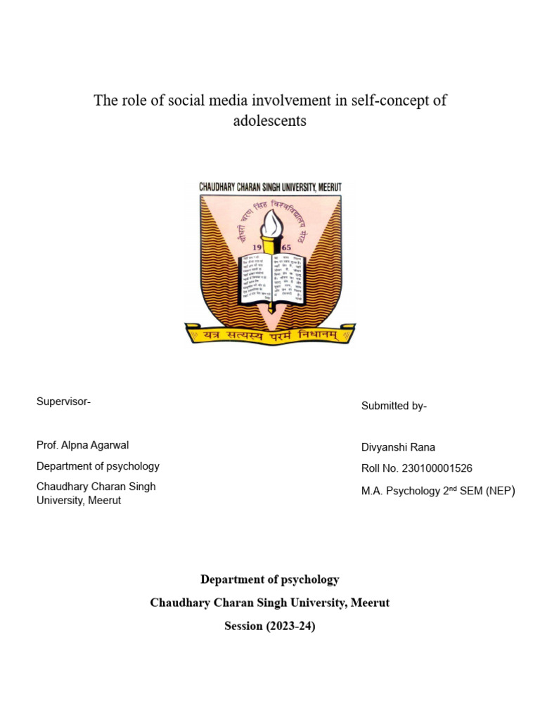 Relationship Between Social Media Involvement and Self Concept of ...