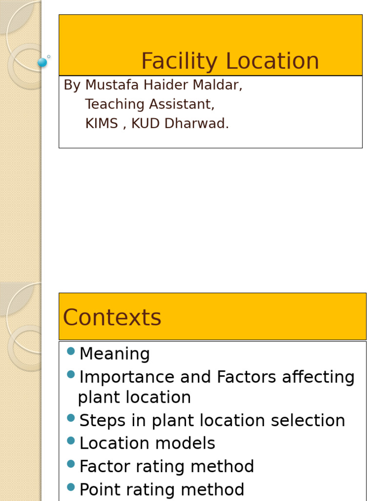 Facility Location Strategies and Factors | PDF | Labour Economics ...