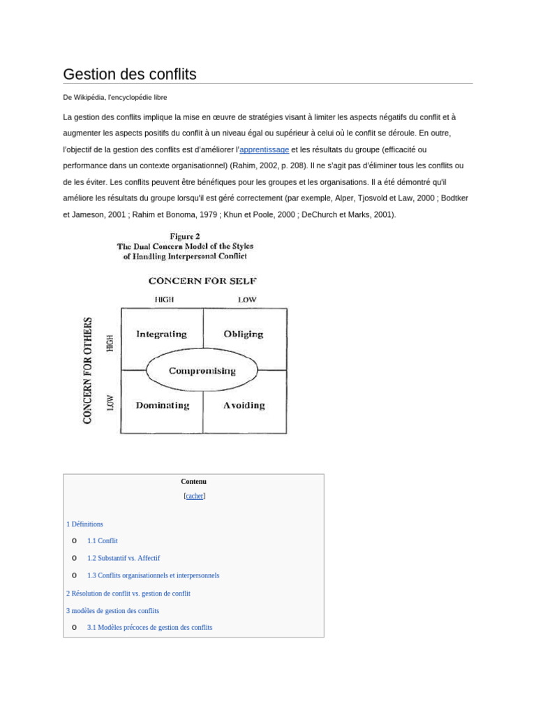 Stratégies de gestion des conflits | PDF | Résolution de conflit ...