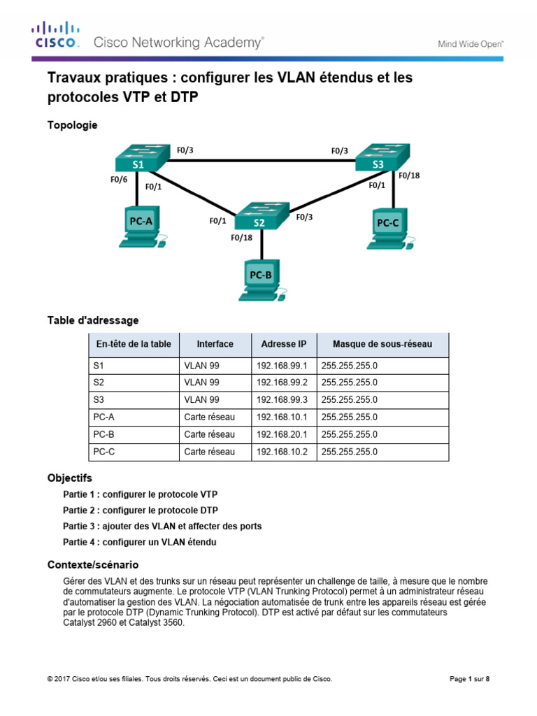 Configuration des VLAN étendus et VTP | PDF | Systèmes Cisco | Réseau ...