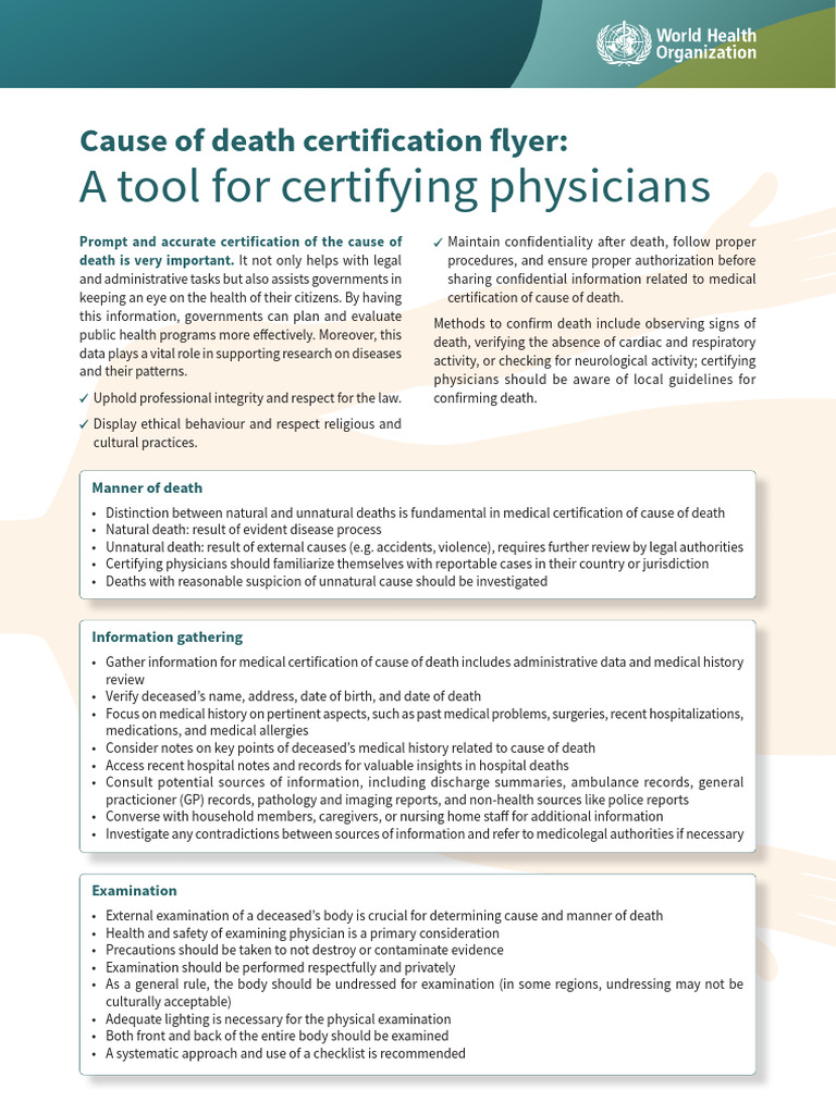 Cause of Death Certification Guide | PDF | Physical Examination | Death