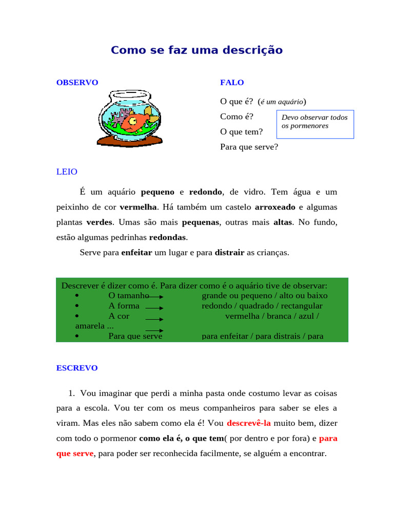 Como Fazer uma Descrição Detalhada | PDF