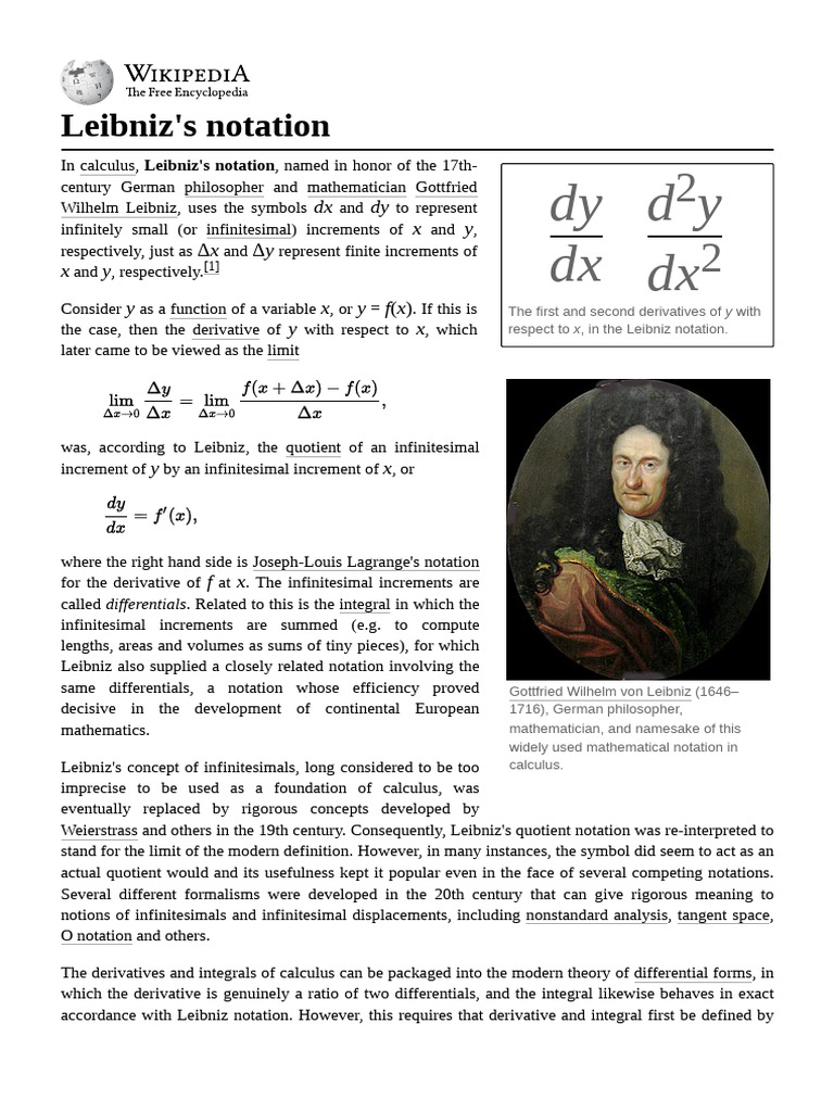 Leibniz Notation in Calculus Explained | PDF | Derivative | Analysis