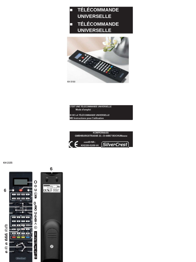 Télécommande D'origine SILVERCREST Pour Modèles LCDTV2239, LCDTV3229, LCDTV3238 - Infrashop RC1055