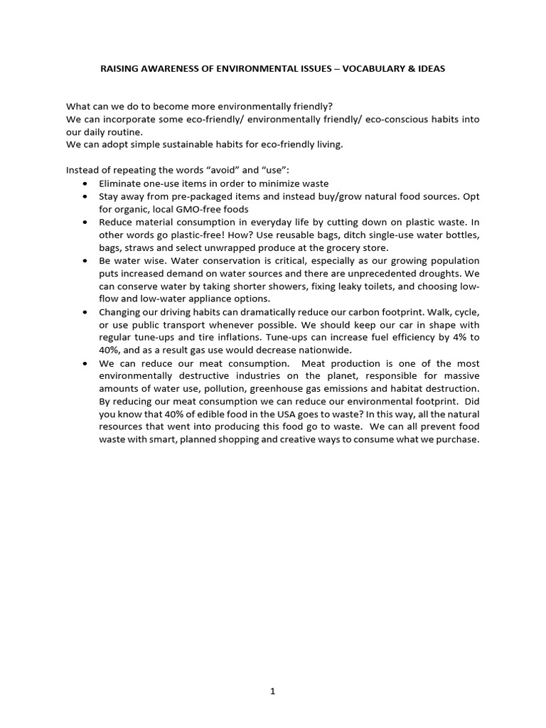 Promoting Eco-Friendly Practices | PDF | Water | Waste