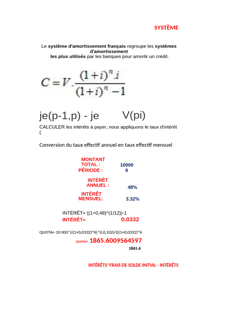 Amortissement de Prêt : Méthodes et Calculs | PDF | Comptabilité ...