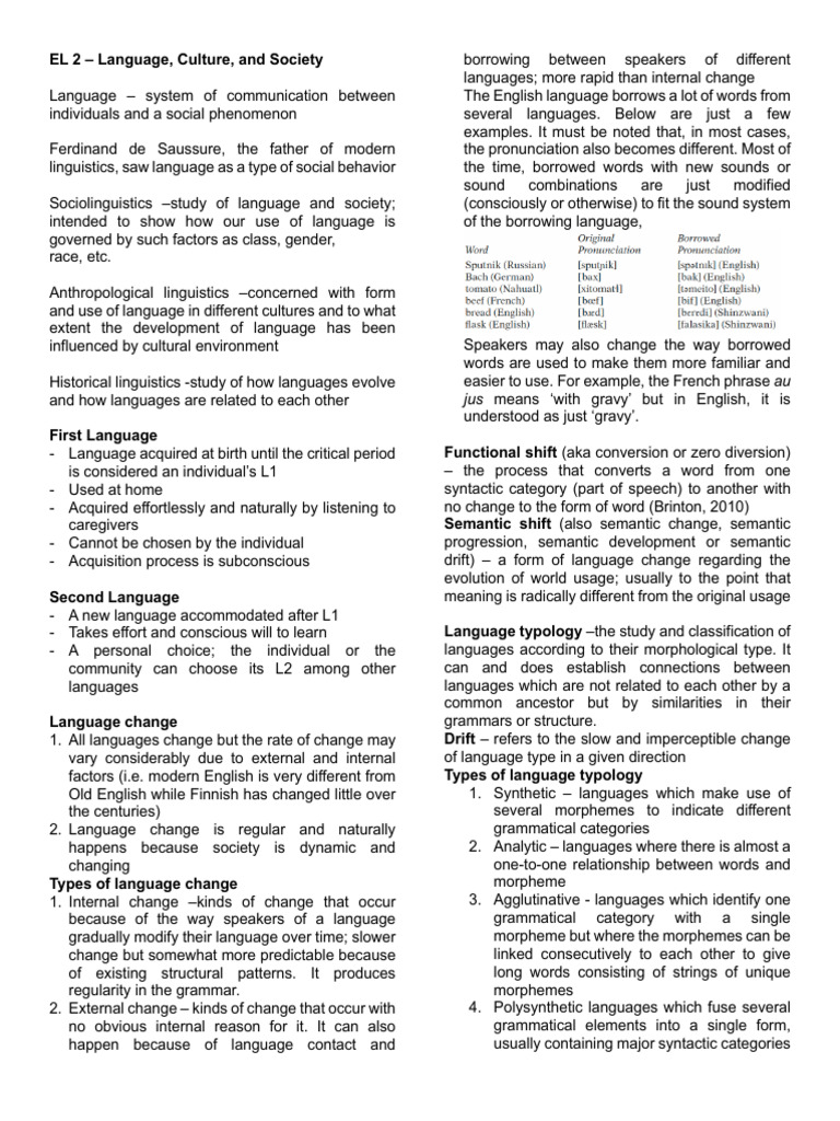 Language, Culture, and Society Overview | PDF | Linguistics | Human ...