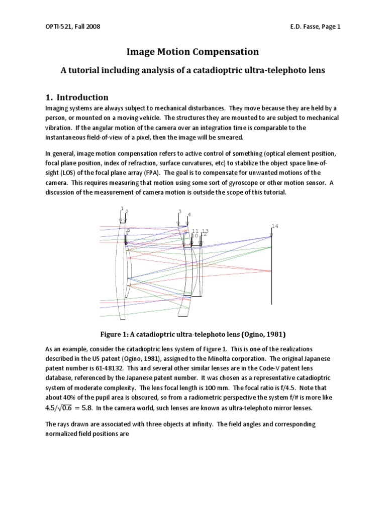 Image Motion Compensation Lens (Optics) Optics