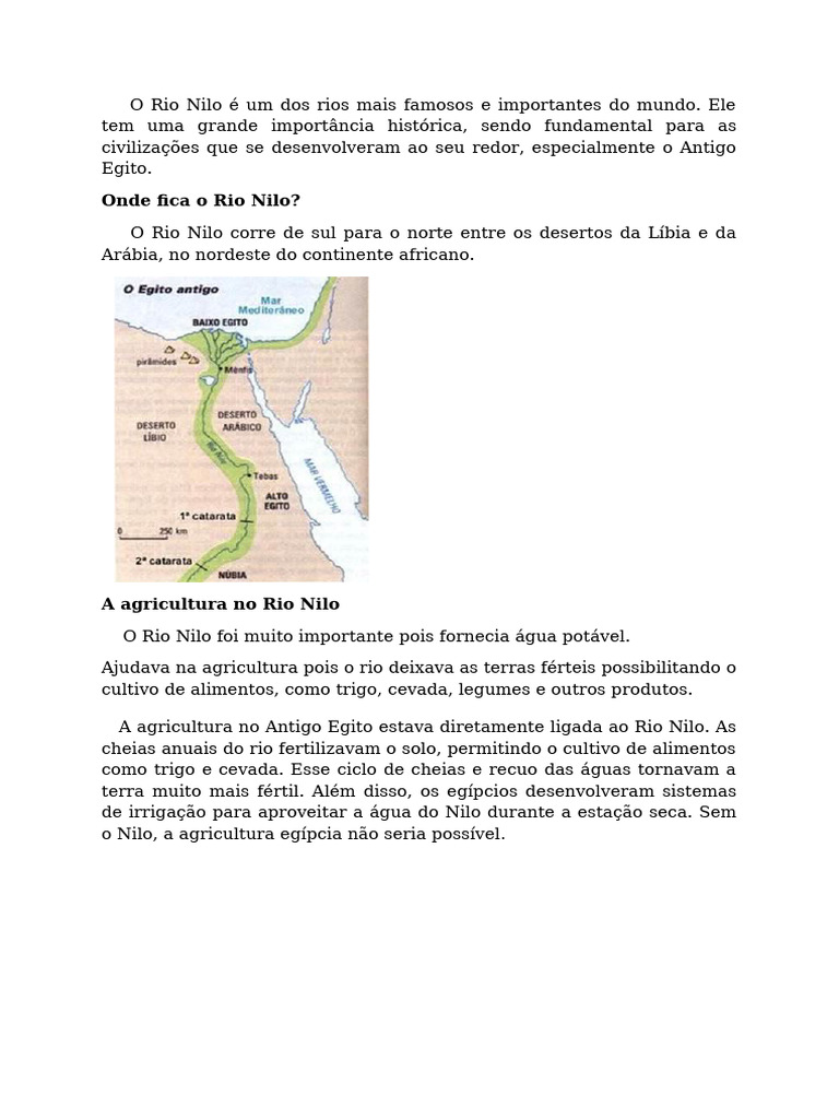 Importância do Rio Nilo no Antigo Egito | PDF