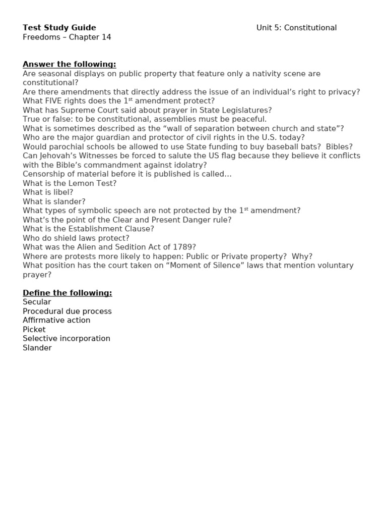 Unit 5 Study Guide | PDF