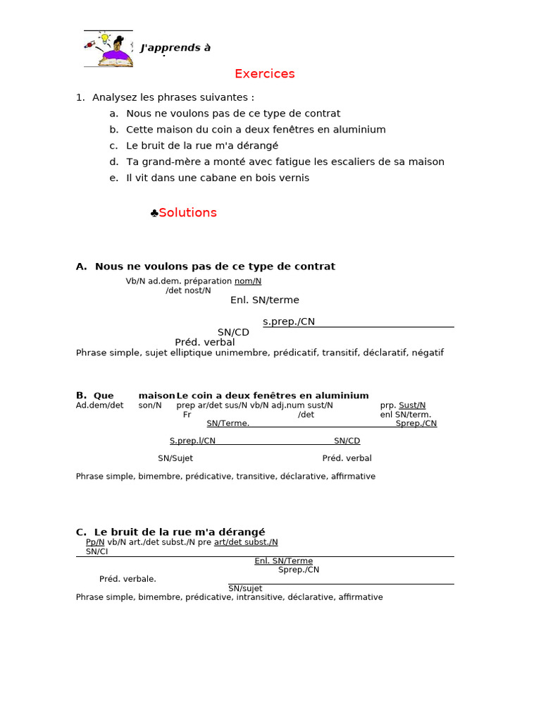 Exemples d'analyse syntaxique | PDF | Phrase | Sujet (Grammaire)