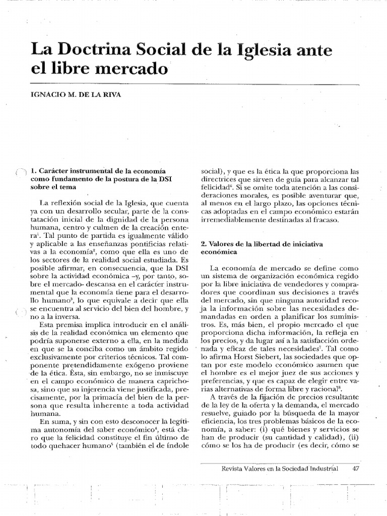 Doctrina Social de la Iglesia y Mercado | PDF | Ciencias económicas ...