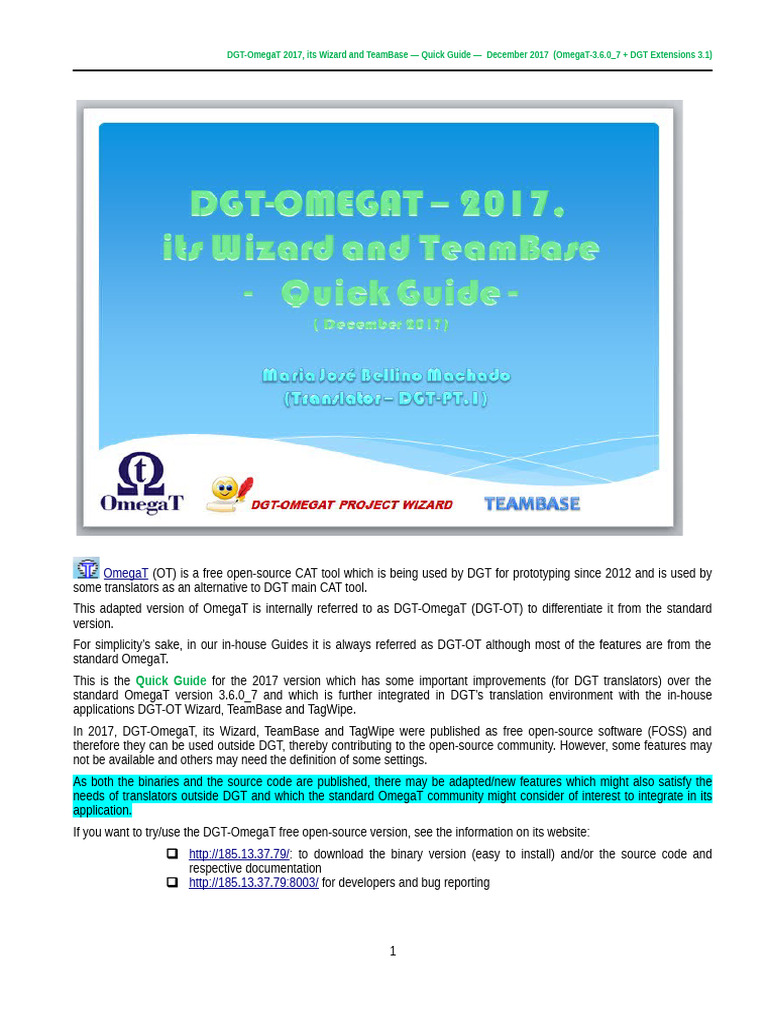 DGT-OmegaT 2017 Quick Guide | PDF | Software | Computing