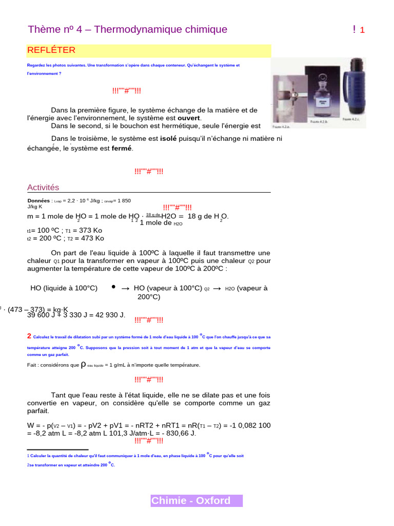 4 - Thermodynamique Chimique | PDF | Chaleur | Enthalpie libre