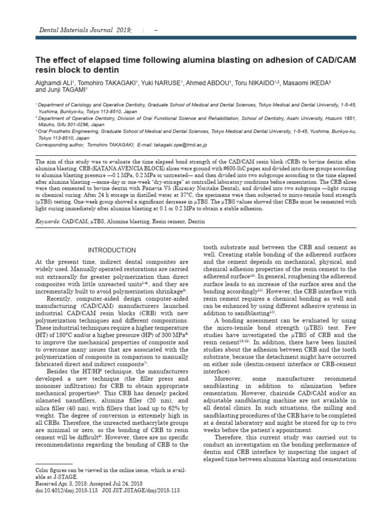 Ali 2019 | PDF | Dental Composite | Scanning Electron Microscope