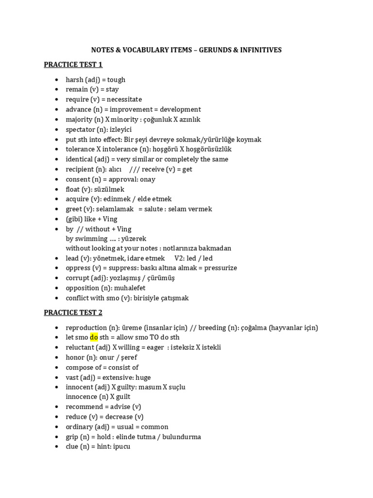 Notes & Vocab Items | PDF