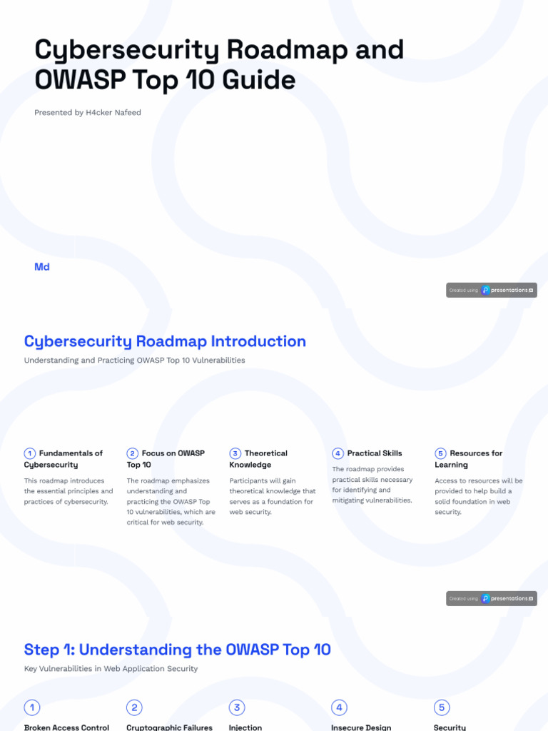 Cybersecurity Roadmap and OWASP Top 10 Guide | PDF