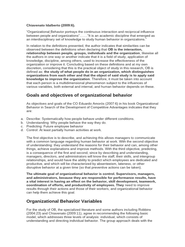 Chiavenato Idalberto - organizational behavior | PDF | Experience ...