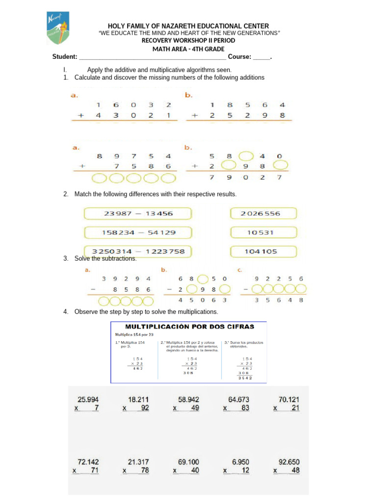 4th Grade Math Recovery Workshop | PDF | Mathematics
