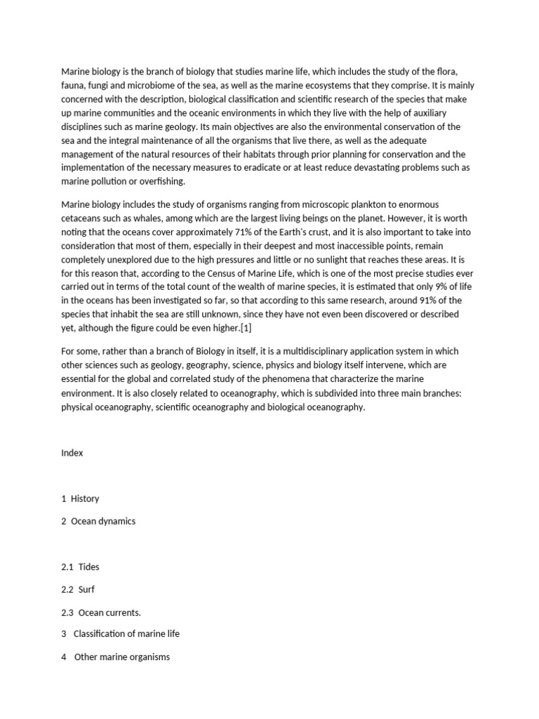marine biology concept | PDF | Marine Biology | Oceans