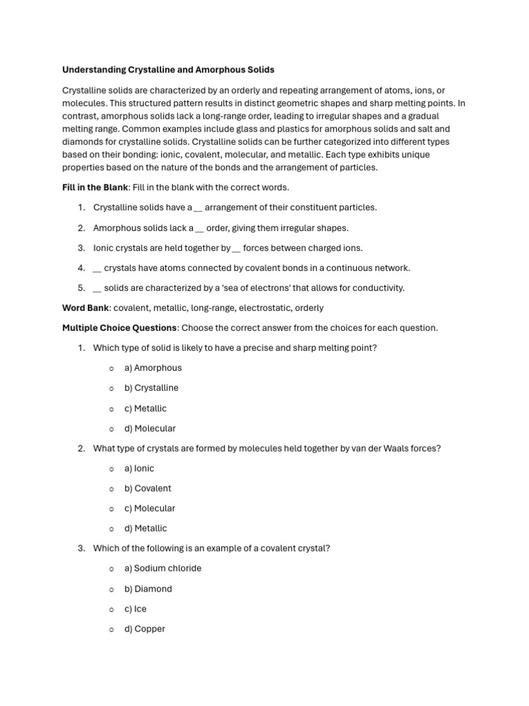 Understanding-Crystalline-and-Amorphous-Solids | PDF | Crystal | Solid