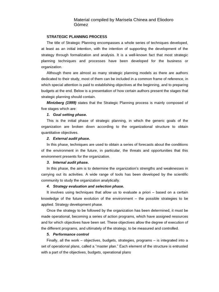 Strategic Planning Process Overview | PDF | Strategic Management ...