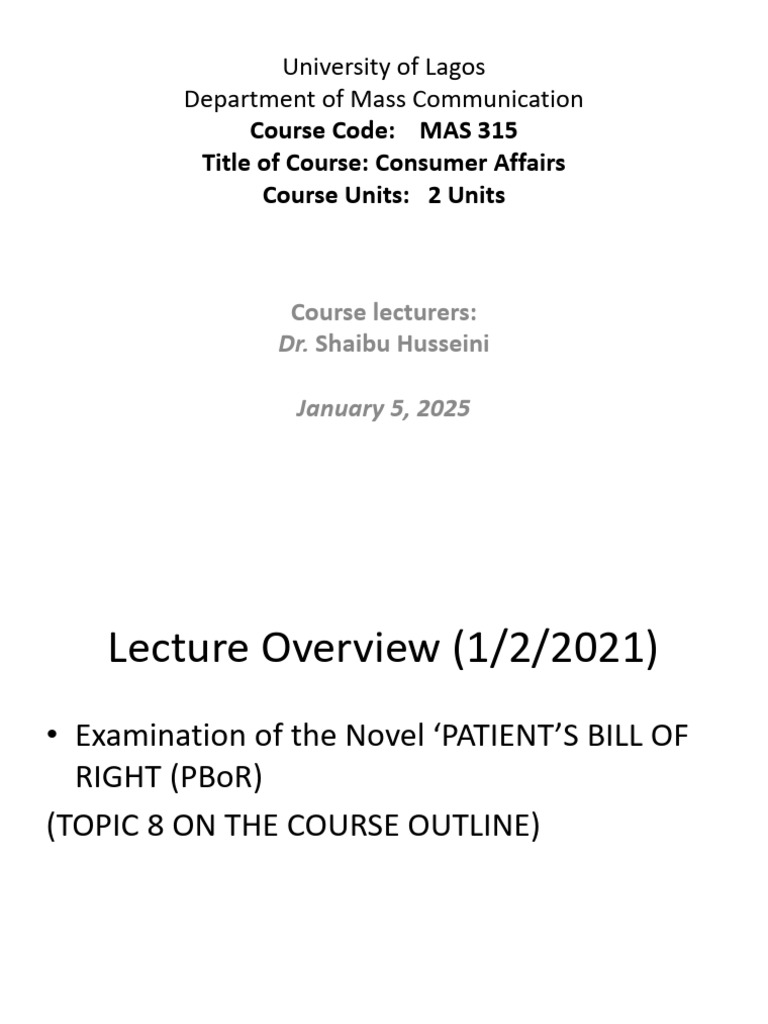 MAS 315 CONSUMER AFFAIRS Presentation2 TOPIC 8 For Daniels Class | PDF ...
