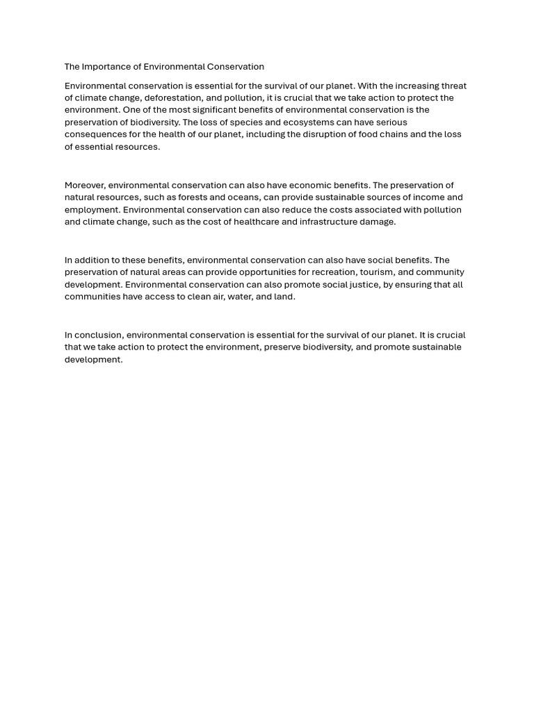 The Importance of Environmental Conservation | PDF
