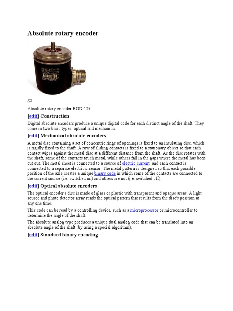 Absolute Rotary Encoder | PDF | Mechanical Engineering | Electromagnetism