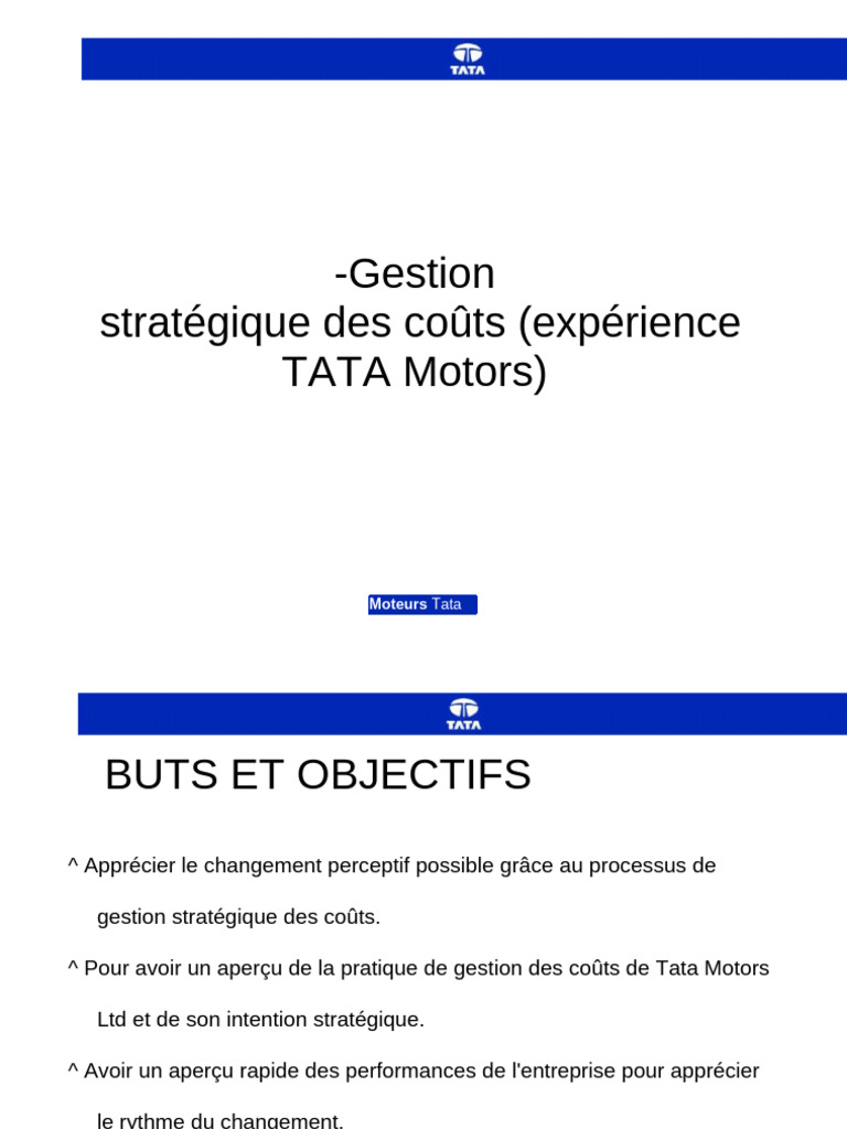 Gestion stratégique des coûts chez Tata Motors | PDF | Chaîne de valeur ...