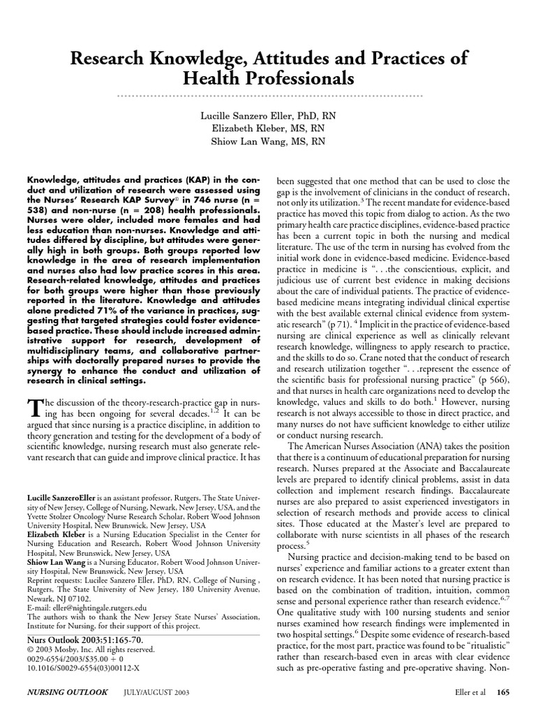 Research Knowledge Attitudes and Practic | PDF | Evidence Based ...