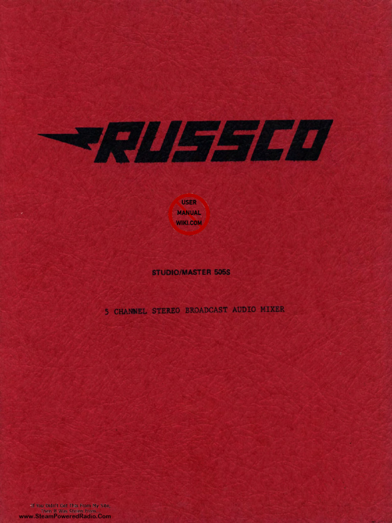 Russco Studio Master 505S 5 Channel Stereo Broadcast Audio Mixer Manual ...