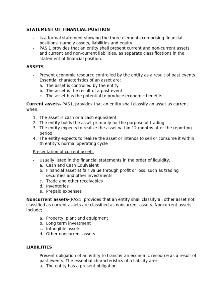 Statement of Financial Position (2) | PDF | Balance Sheet | Equity ...