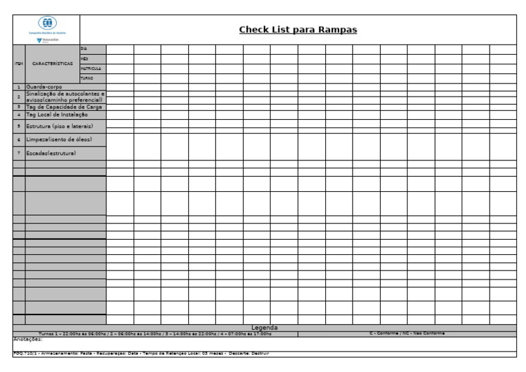FGQ 710 Check List Rampas | PDF