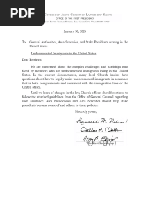 LDS Church letter: Undocumented Immigrants in the United States