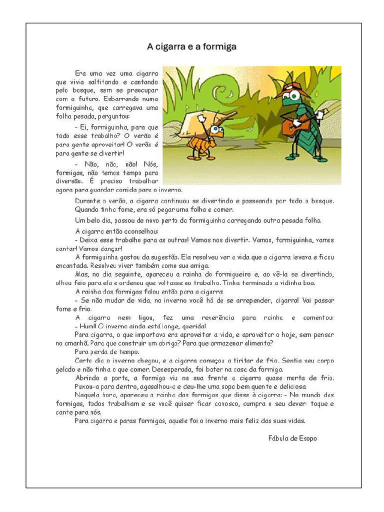 A Cigarra e A Formiga | PDF