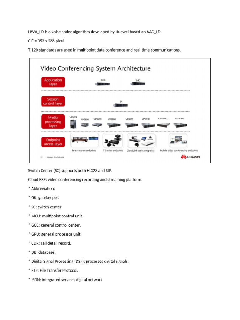 Huawei HWA_LD Codec and H.323 Overview | PDF