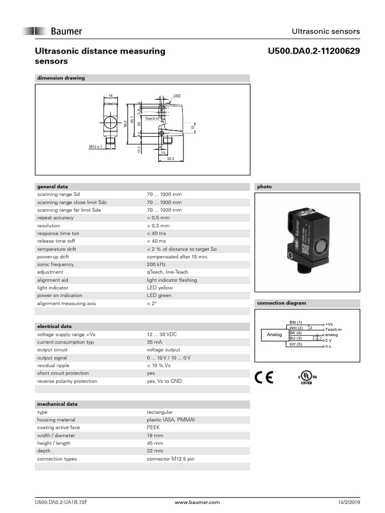 Ultrasonic Distance Measuring Sensors | PDF | Equipment | Measuring ...