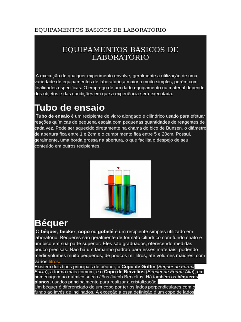 Equipamentos Essenciais de Laboratório | PDF