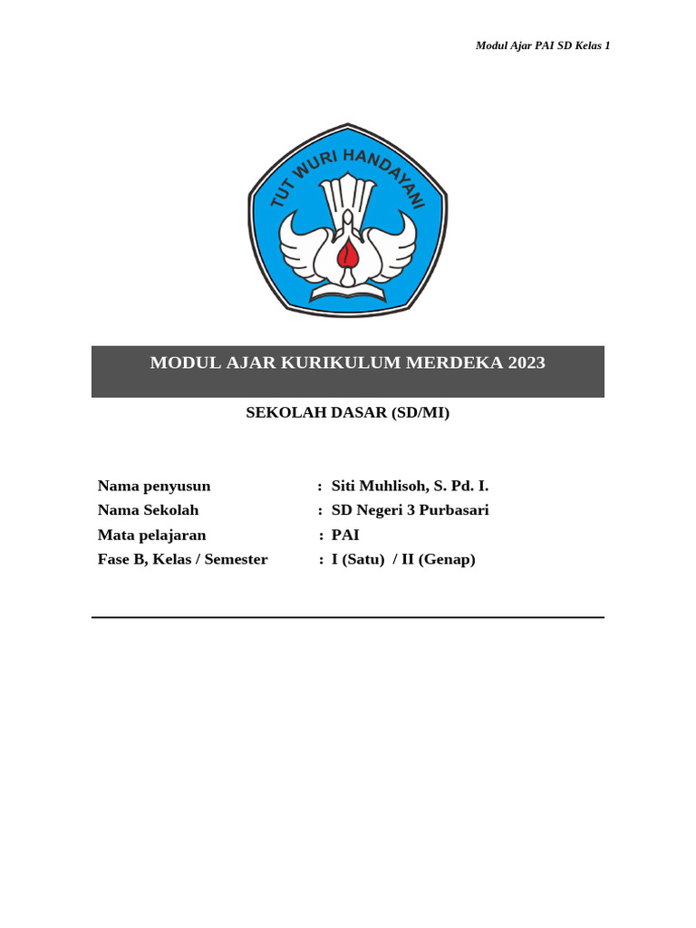 Modul Ajar PAI SD Kelas 1 2023 | PDF